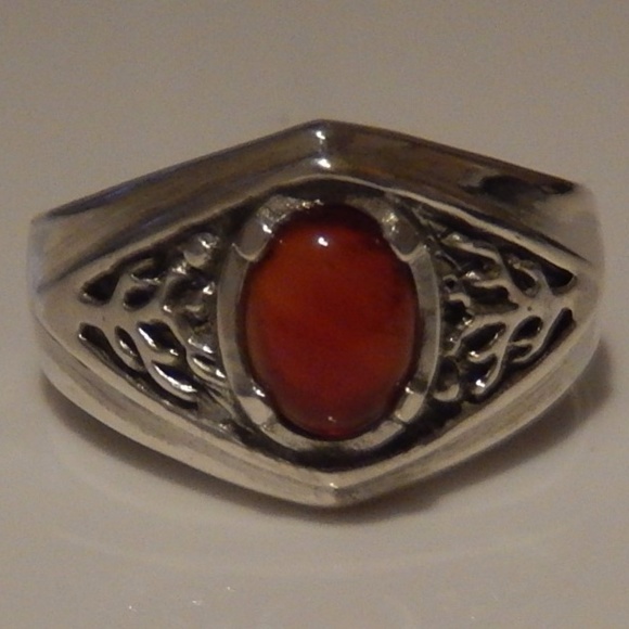 Celtic Tree of Life Ring .925 Sterling Silver w/ Genuine Carnelian made in USA - Picture 13 of 16